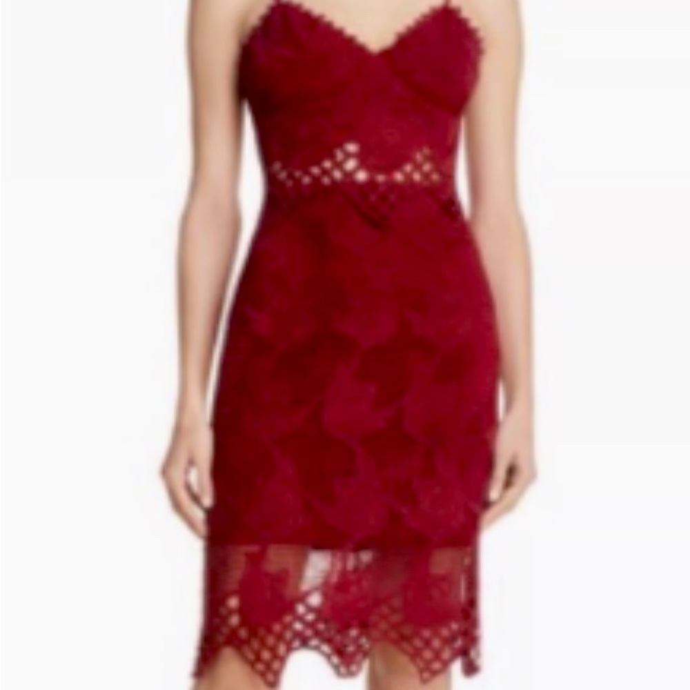 NEW!!! Aqua Burgundy Lace Cami Midi Pencil Dress Women's Size Medium
